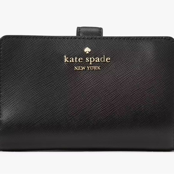 Kate Spade Black Leather Wallet with Gold Accents - Picture 1 of 6